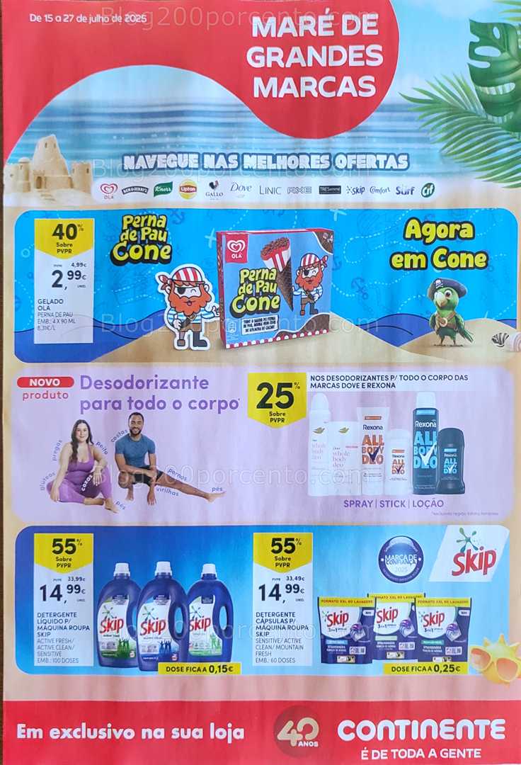 Antevisão Folheto CONTINENTE Grandes Marcas Verão Promoções de 15 a 27 julho all