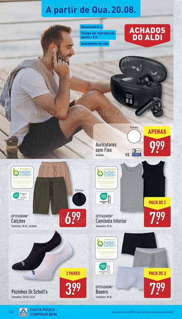 Antevisão Folheto ALDI Moda Promoções de 20 a 24 agosto, na página 13, encontra: tecnologia, moda, roupa interior, acessórios, promoções