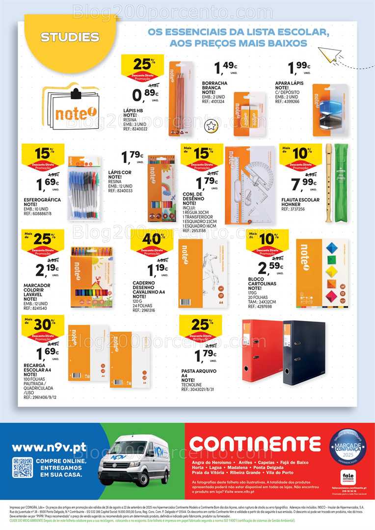 Antevisão Folheto CONTINENTE Açores Regresso às Aulas Promoções até 22 setembro