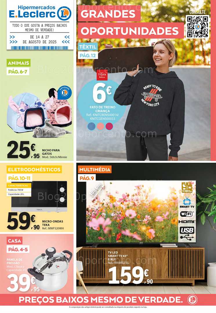 Antevisão Folheto E-LECLERC Bazar Promoções de 14 a 27 agosto