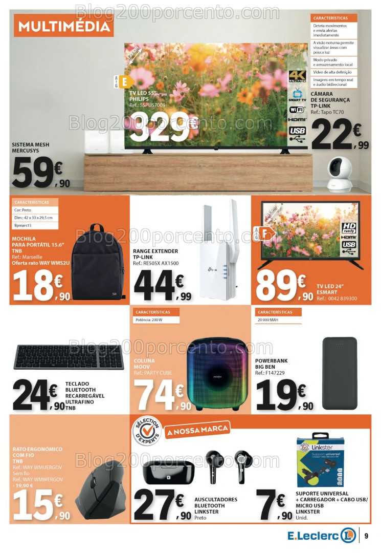 Antevisão Folheto E-LECLERC Bazar Promoções de 14 a 27 agosto