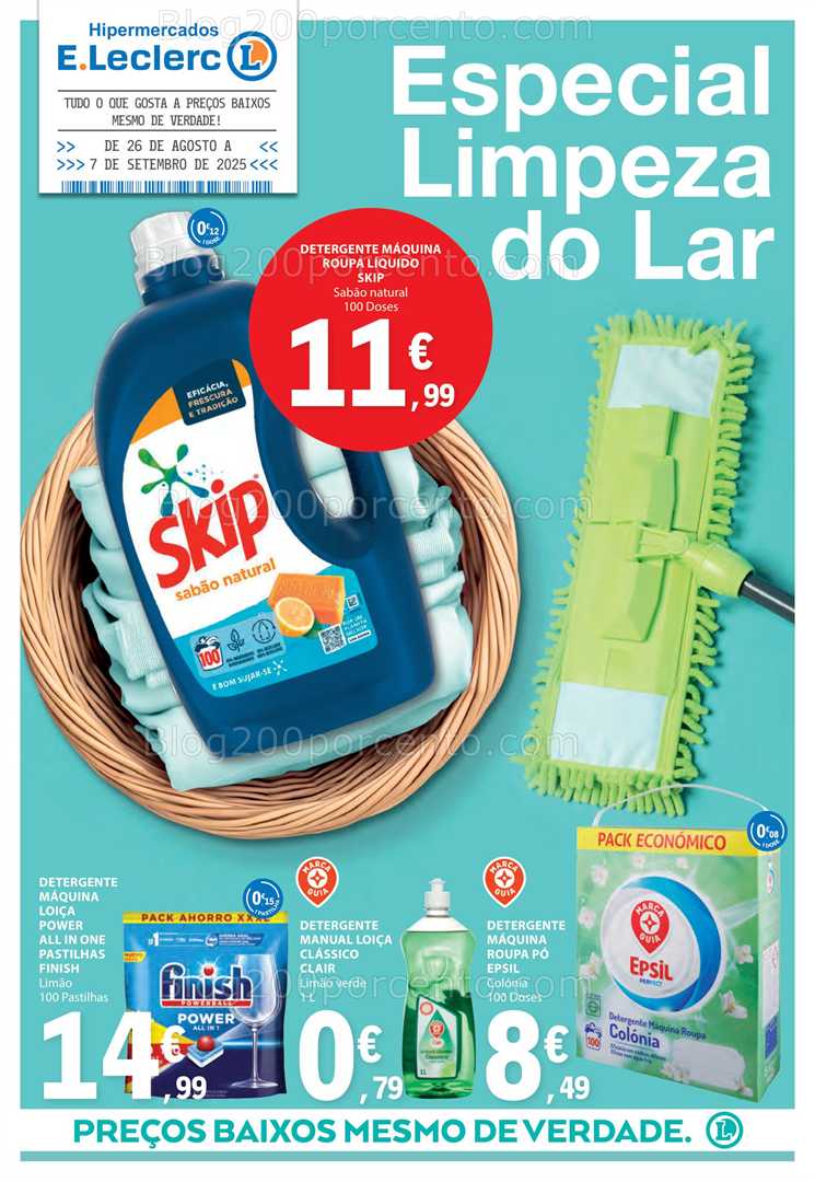 Antevisão Folheto E-LECLERC Limpeza do Lar Promoções de 26 agosto a 7 setembro
