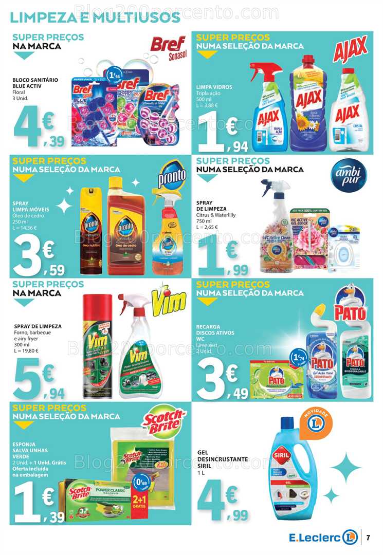 Antevisão Folheto E-LECLERC Limpeza do Lar Promoções de 26 agosto a 7 setembro