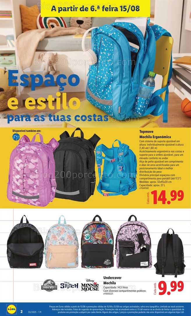 Antevisão Folheto LIDL Especial Regresso às Aulas - 15 agosto a 18 setembro