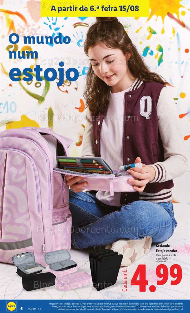 Antevisão Folheto LIDL Especial Regresso às Aulas - 15 agosto a 18 setembro
