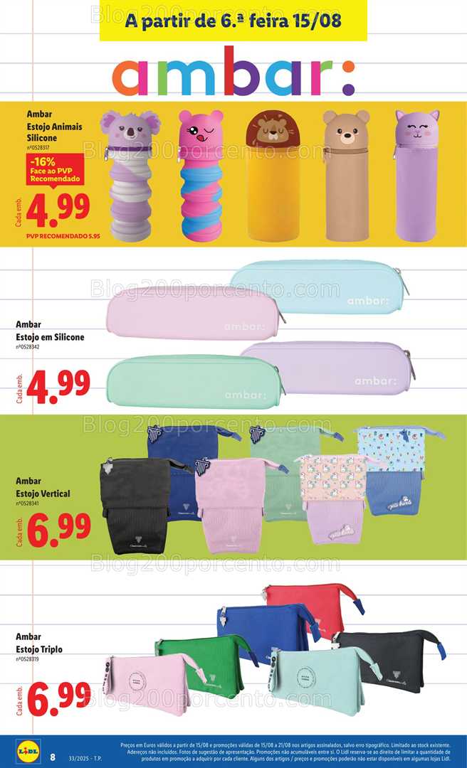 Antevisão Folheto LIDL Especial Regresso às Aulas - 15 agosto a 18 setembro
