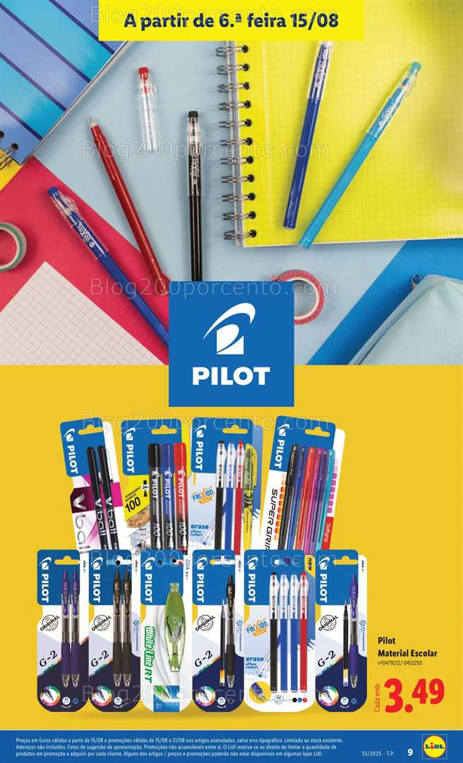 Antevisão Folheto LIDL Especial Regresso às Aulas - 15 agosto a 18 setembro
