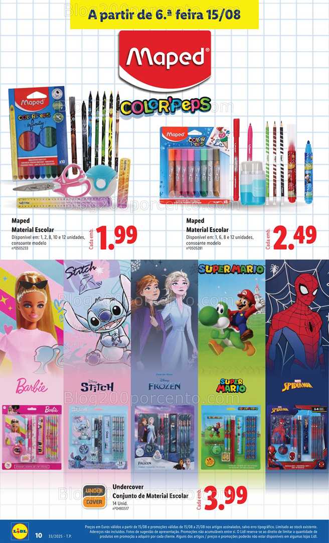 Antevisão Folheto LIDL Especial Regresso às Aulas - 15 agosto a 18 setembro