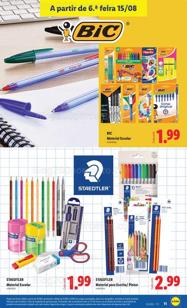 Antevisão Folheto LIDL Especial Regresso às Aulas - 15 agosto a 18 setembro