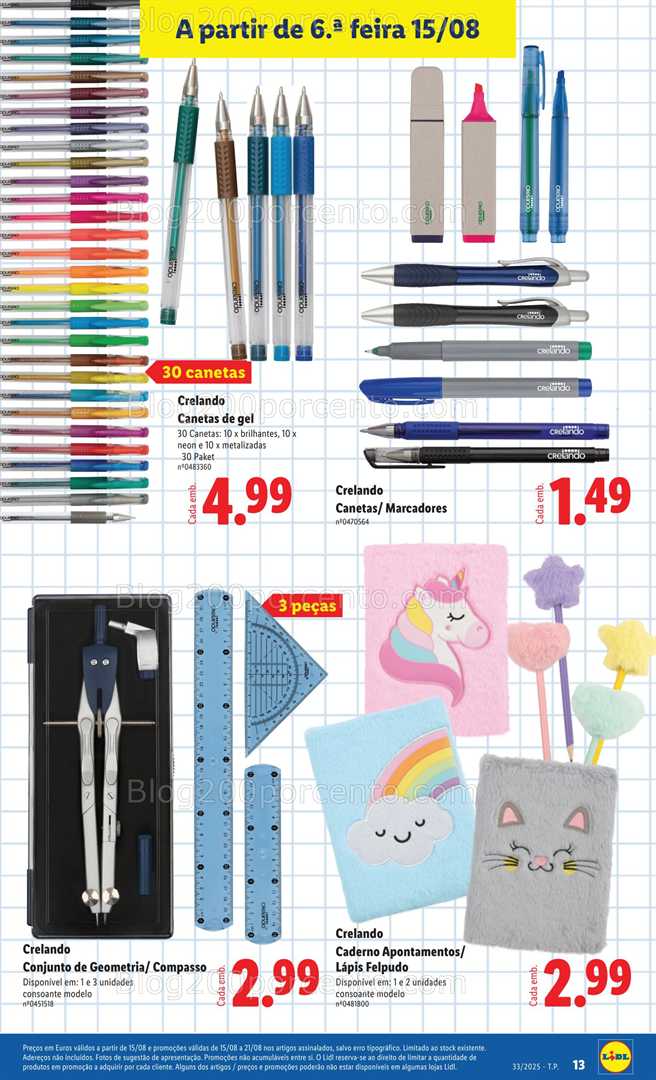 Antevisão Folheto LIDL Especial Regresso às Aulas - 15 agosto a 18 setembro