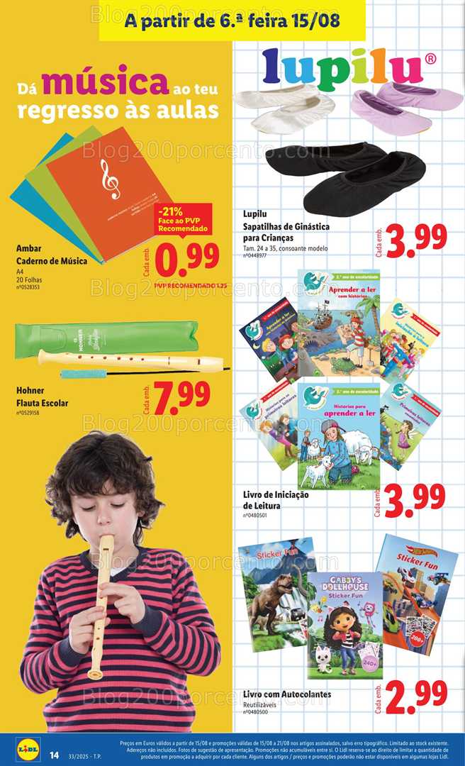 Antevisão Folheto LIDL Especial Regresso às Aulas - 15 agosto a 18 setembro