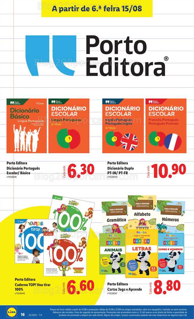 Antevisão Folheto LIDL Especial Regresso às Aulas - 15 agosto a 18 setembro