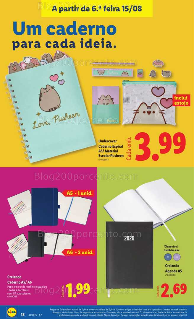 Antevisão Folheto LIDL Especial Regresso às Aulas - 15 agosto a 18 setembro