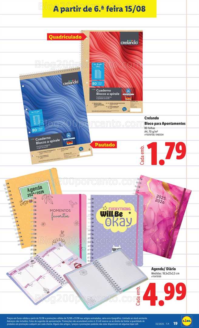 Antevisão Folheto LIDL Especial Regresso às Aulas - 15 agosto a 18 setembro