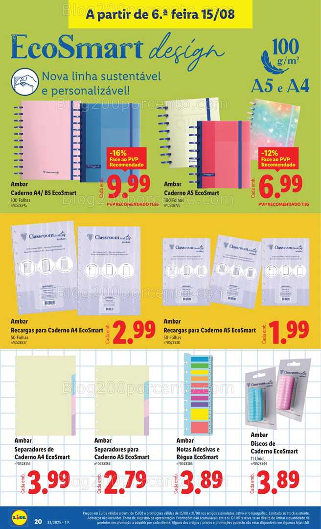 Antevisão Folheto LIDL Especial Regresso às Aulas - 15 agosto a 18 setembro