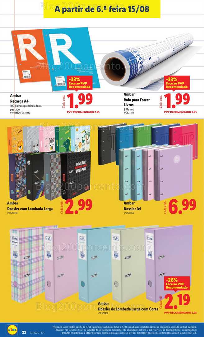 Antevisão Folheto LIDL Especial Regresso às Aulas - 15 agosto a 18 setembro