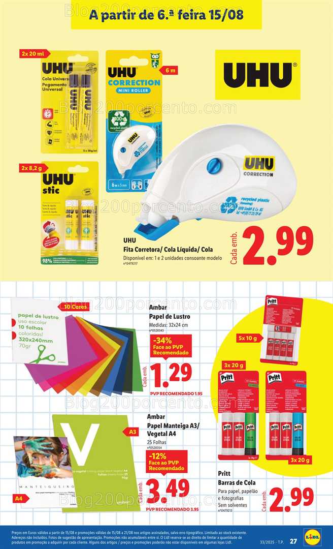 Antevisão Folheto LIDL Especial Regresso às Aulas - 15 agosto a 18 setembro