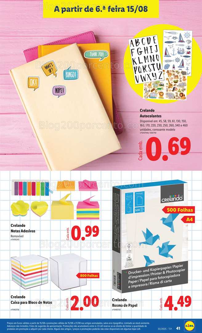 Antevisão Folheto LIDL Especial Regresso às Aulas - 15 agosto a 18 setembro