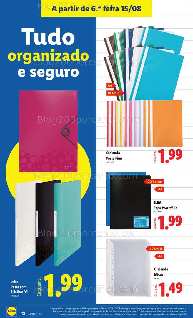 Antevisão Folheto LIDL Especial Regresso às Aulas - 15 agosto a 18 setembro