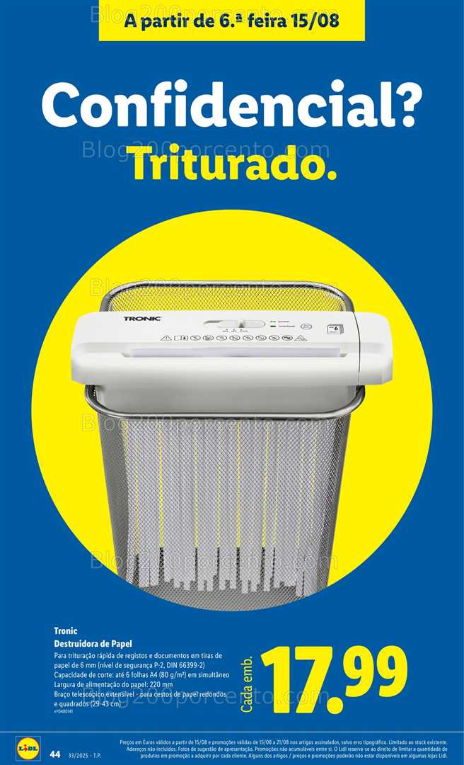 Antevisão Folheto LIDL Especial Regresso às Aulas - 15 agosto a 18 setembro