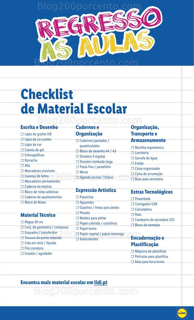 Antevisão Folheto LIDL Especial Regresso às Aulas - 15 agosto a 18 setembro