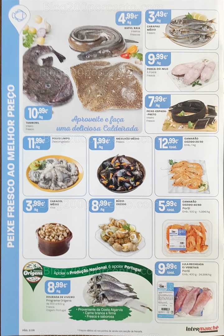 Antevisão Folheto INTERMARCHÉ Promoções de 14 a 20 agosto, na página 3, encontra: peixe, marisco, promoções, alimentação, fresco