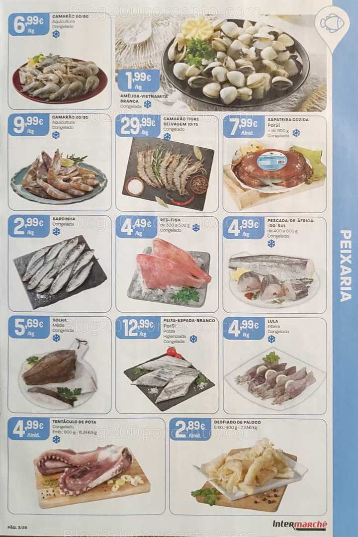 Antevisão Folheto INTERMARCHÉ Promoções de 14 a 20 agosto, na página 4, encontra: peixe, marisco, alimentos, frescos, promoções