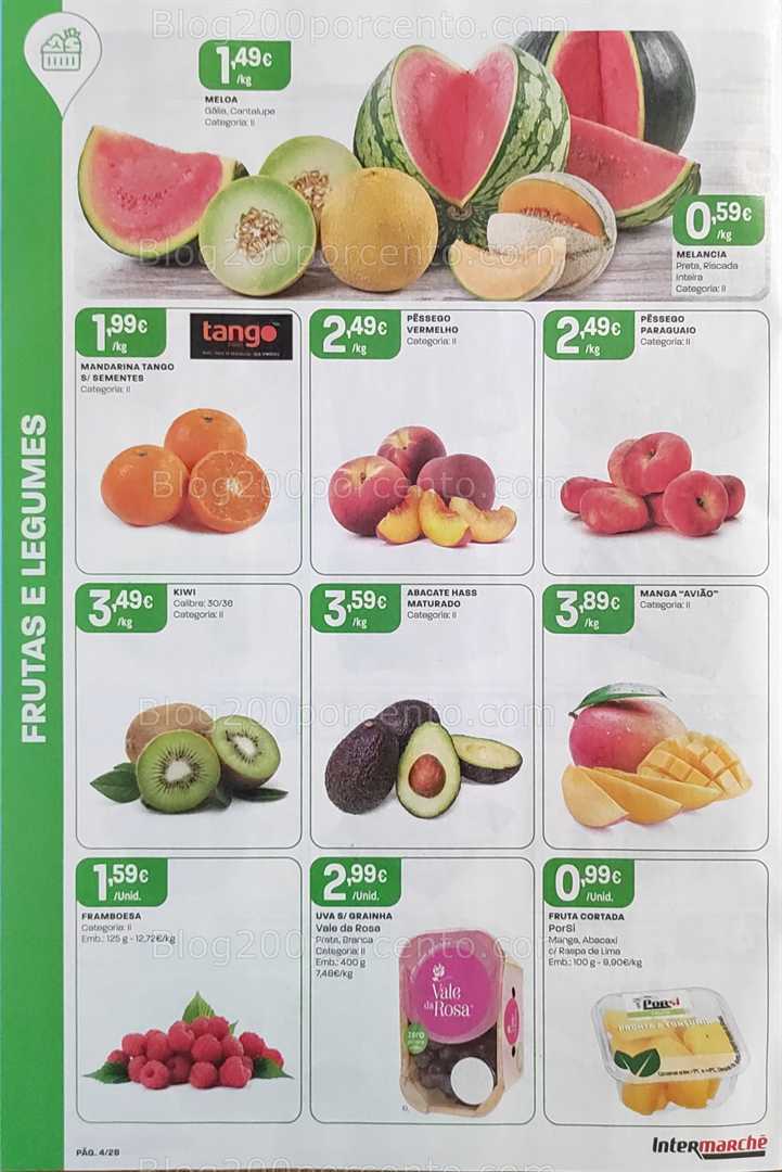 Antevisão Folheto INTERMARCHÉ Promoções de 14 a 20 agosto, na página 5, encontra: frutas, hortícolas, promoções, alimentação, supermercado