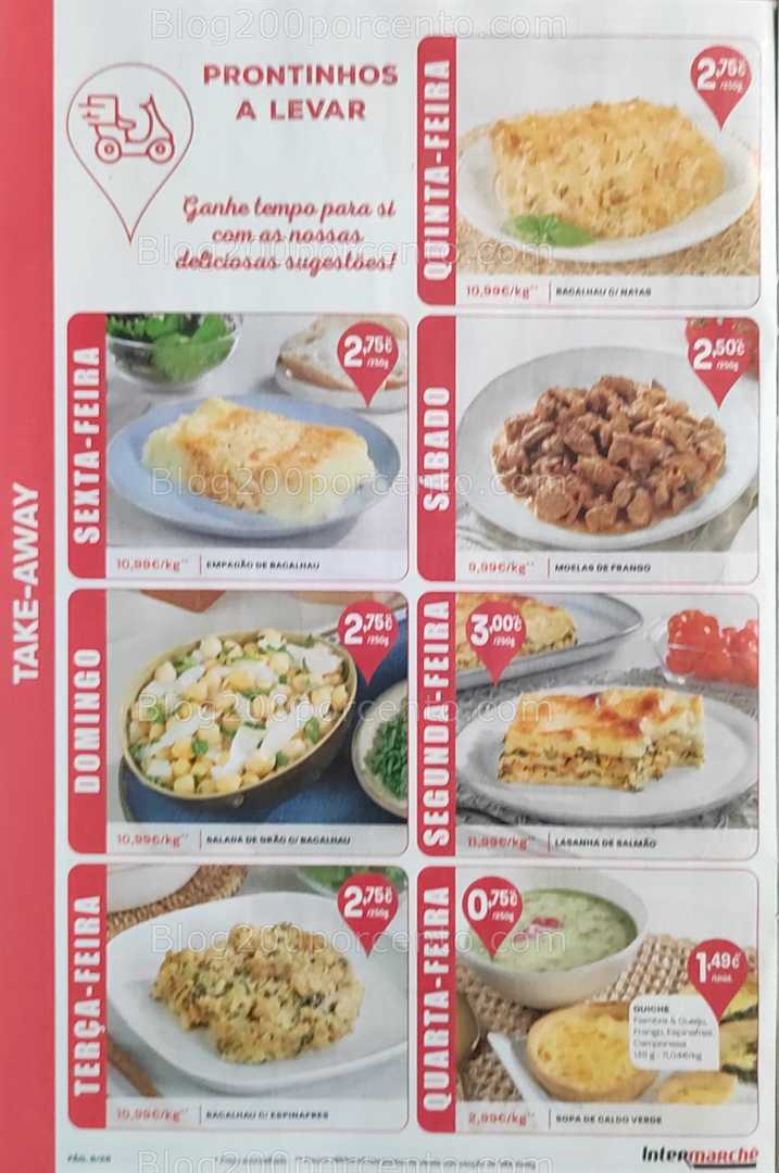 Antevisão Folheto INTERMARCHÉ Promoções de 14 a 20 agosto, na página 9, encontra: alimentação, pratos prontos, sopas, peixe, aves
