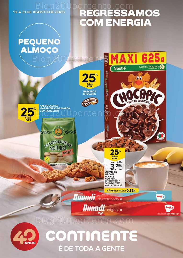 Antevisão Folheto CONTINENTE Especial Pequeno Almoço Promoções de 19 a 31 agosto