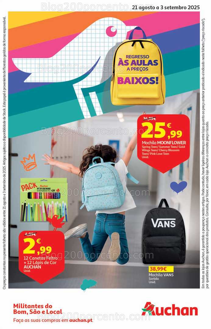 Antevisão Folheto AUCHAN Regresso às Aulas Promoções de 21 agosto a 3 setembro