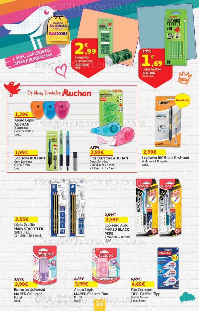 Antevisão Folheto AUCHAN Regresso às Aulas Promoções de 21 agosto a 3 setembro