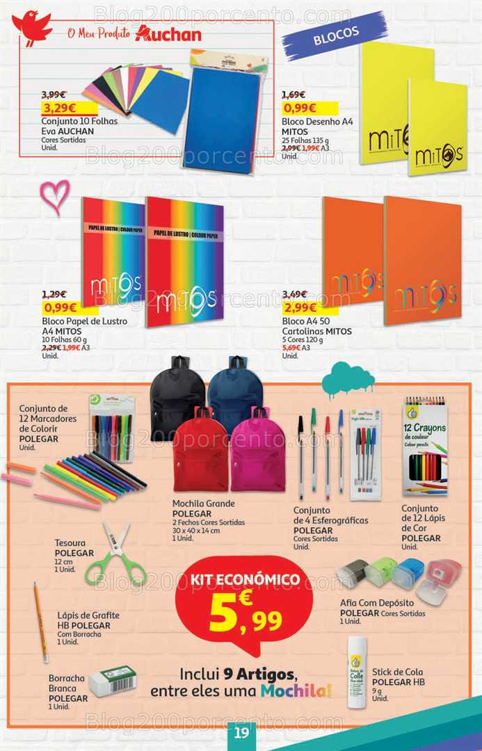 Antevisão Folheto AUCHAN Regresso às Aulas Promoções de 21 agosto a 3 setembro