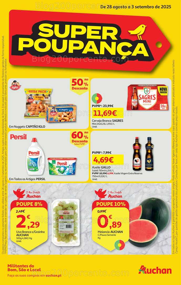 Antevisão Folheto AUCHAN Super Poupança Promoções de 28 agosto a 3 setembro