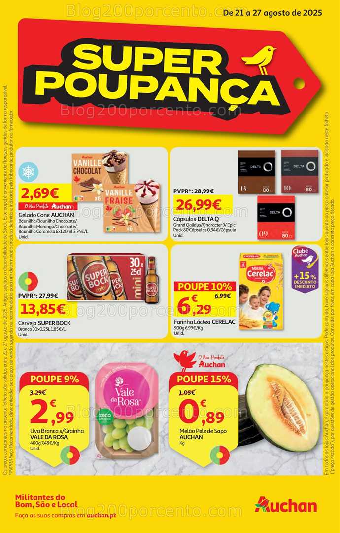Antevisão Folheto AUCHAN Super Poupança Promoções de 21 a 27 agosto