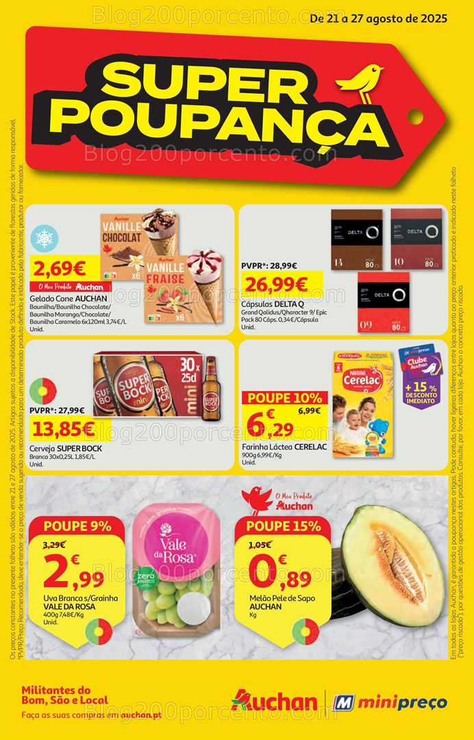 Antevisão Folheto AUCHAN - MINIPREÇO Promoções de 21 a 27 agosto