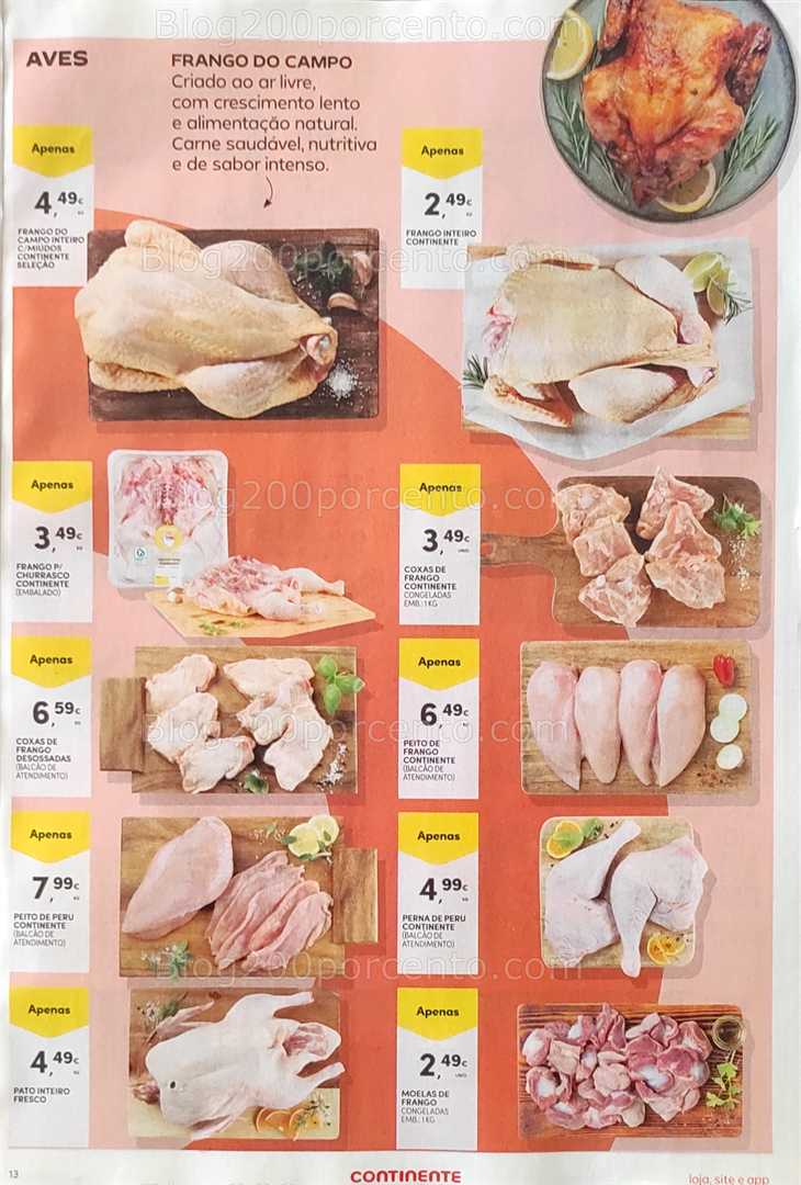 Antevisão Folheto CONTINENTE Promoções de 12 a 18 agosto, na página 14, encontra: aves, frescos, promoções, alimentação, mercearia