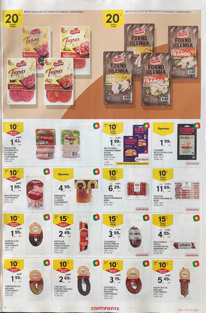 Antevisão Folheto CONTINENTE Promoções de 12 a 18 agosto, na página 18, encontra: alimentos, charcutaria, promoções, supermercado, fiambre