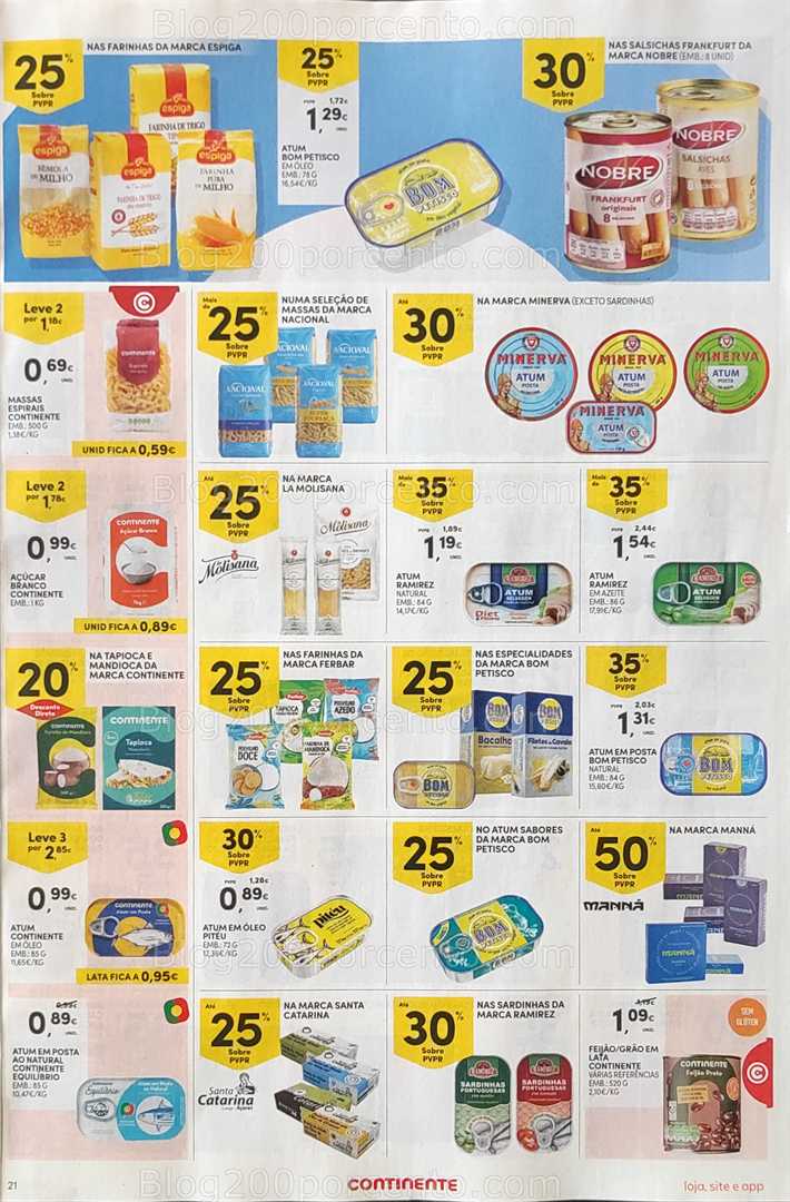 Antevisão Folheto CONTINENTE Promoções de 12 a 18 agosto, na página 22, encontra: alimentos, conservas, mercearia, peixe, promoções