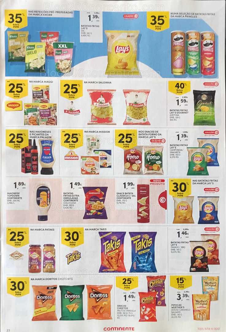 Antevisão Folheto CONTINENTE Promoções de 12 a 18 agosto, na página 24, encontra: alimentos, snacks, bebidas, promoções, mercearia