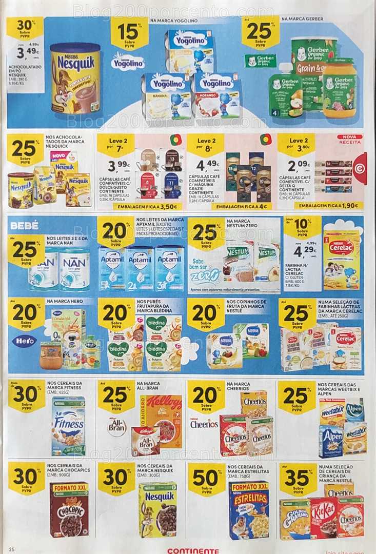Antevisão Folheto CONTINENTE Promoções de 12 a 18 agosto, na página 26, encontra: bebés, alimentação, café, cereais, promoções