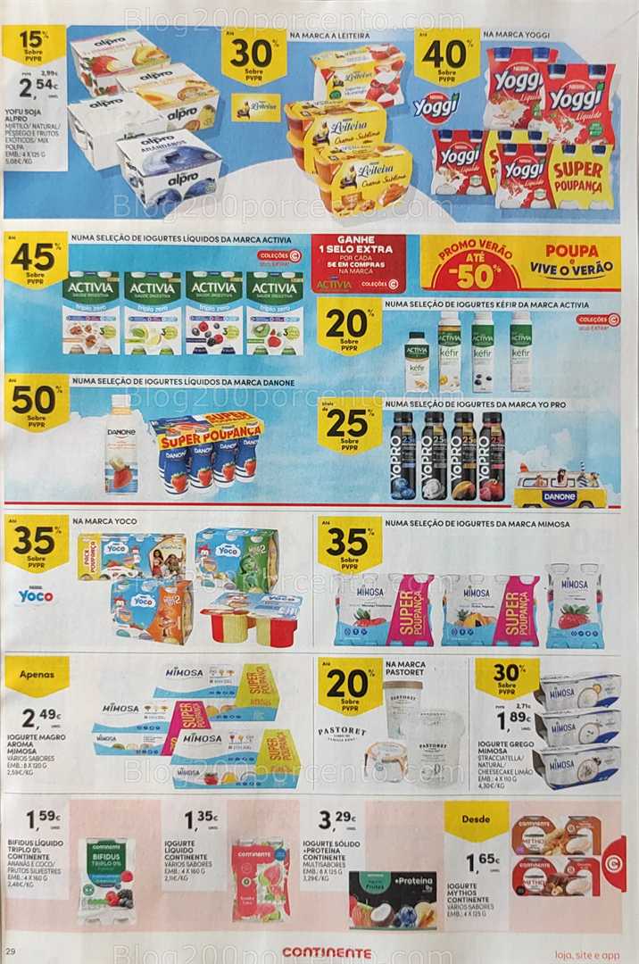 Antevisão Folheto CONTINENTE Promoções de 12 a 18 agosto, na página 30, encontra: alimentos, bebidas, laticínios, promoções, supermercado