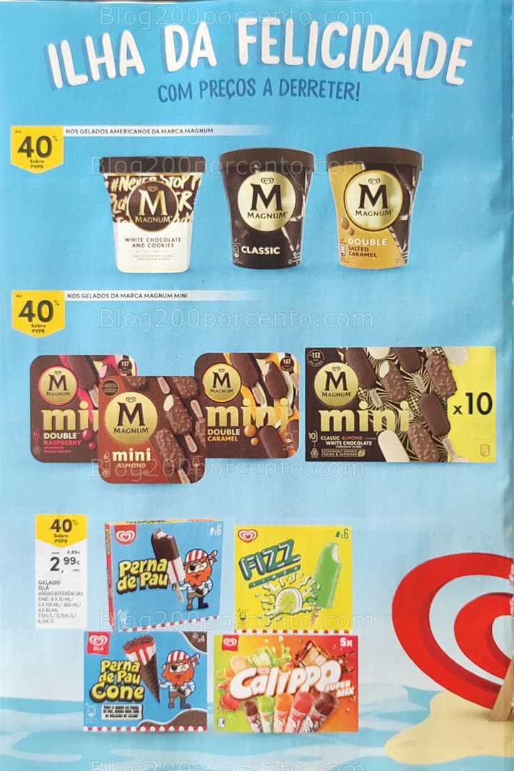 Antevisão Folheto CONTINENTE Promoções de 12 a 18 agosto, na página 33, encontra: gelados, promoções, verão, alimentação, supermercados
