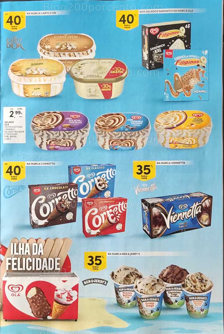 Antevisão Folheto CONTINENTE Promoções de 12 a 18 agosto, na página 34, encontra: alimentos, gelados, promoções, verão, supermercados