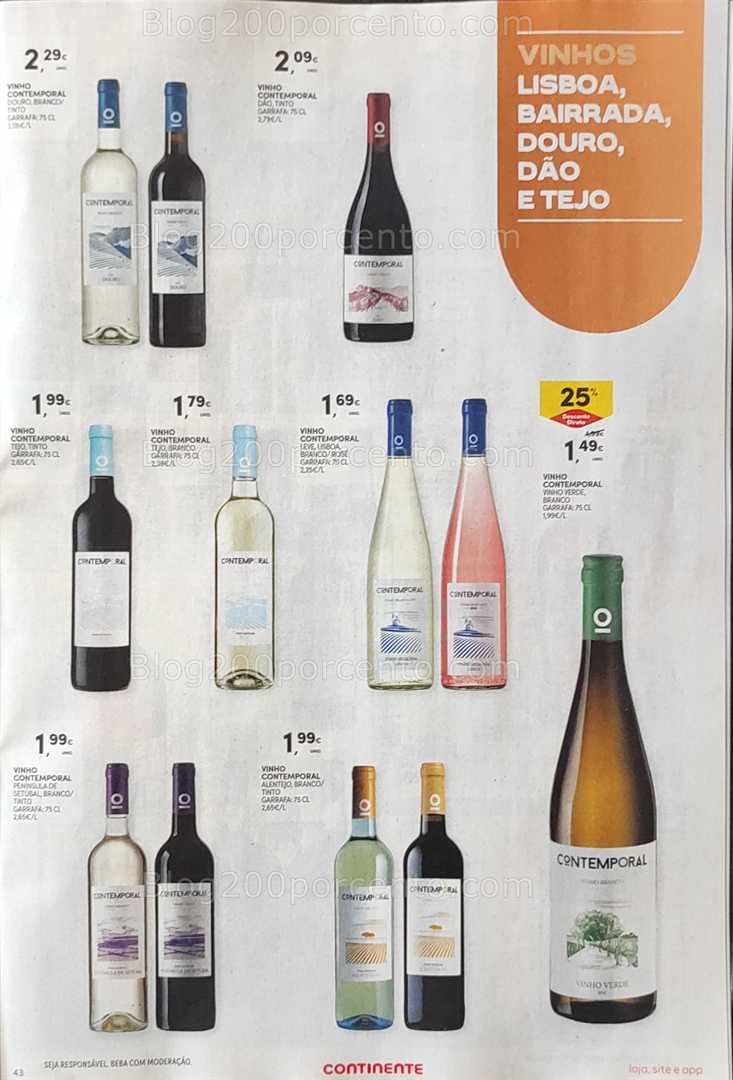 Antevisão Folheto CONTINENTE Promoções de 12 a 18 agosto, na página 44, encontra: bebidas, vinhos, promoções, alimentação, lojas