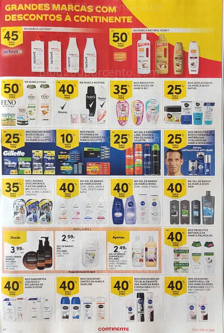 Antevisão Folheto CONTINENTE Promoções de 12 a 18 agosto, na página 48, encontra: higiene, beleza, cuidados pessoais, promoções, descontos