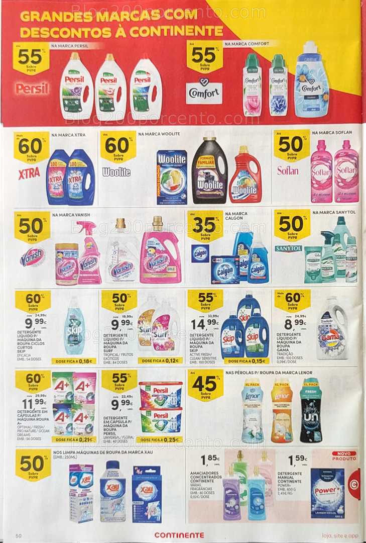 Antevisão Folheto CONTINENTE Promoções de 12 a 18 agosto, na página 51, encontra: higiene, limpeza, casa, detergentes, promoções