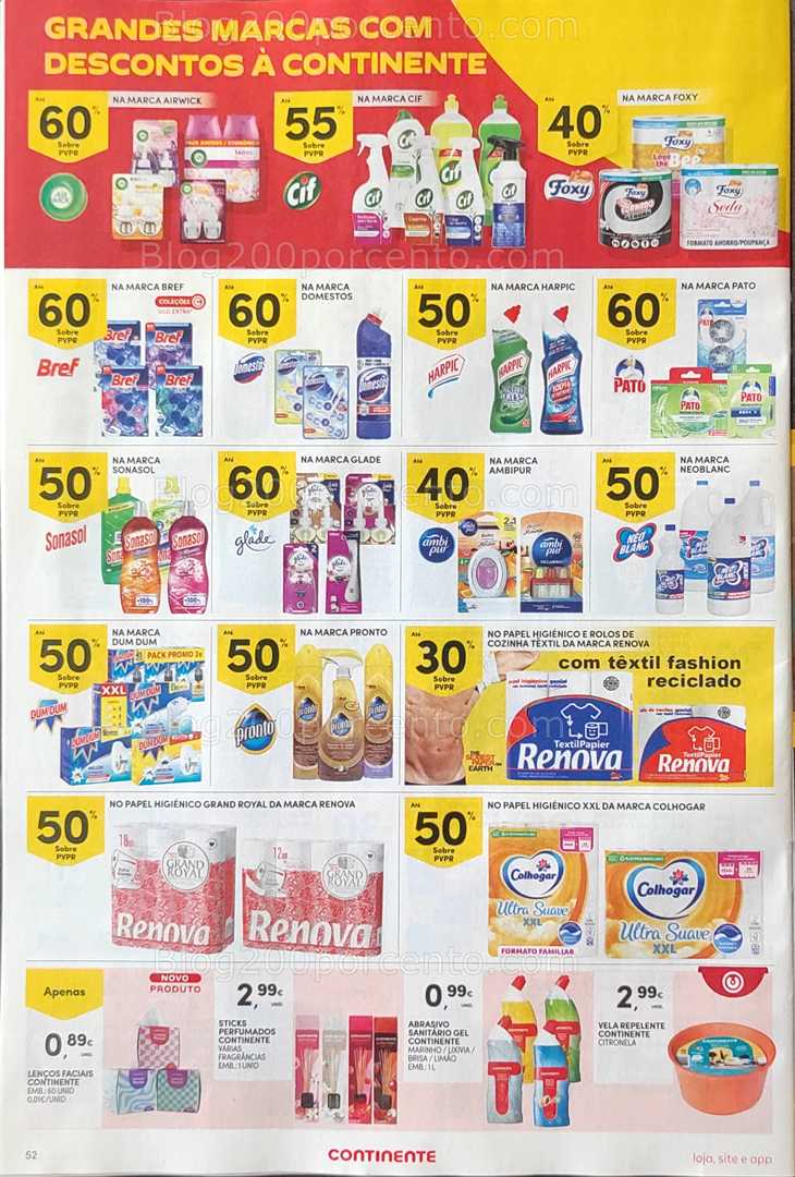 Antevisão Folheto CONTINENTE Promoções de 12 a 18 agosto, na página 53, encontra: higiene, limpeza, casa, papel higiénico, repelentes