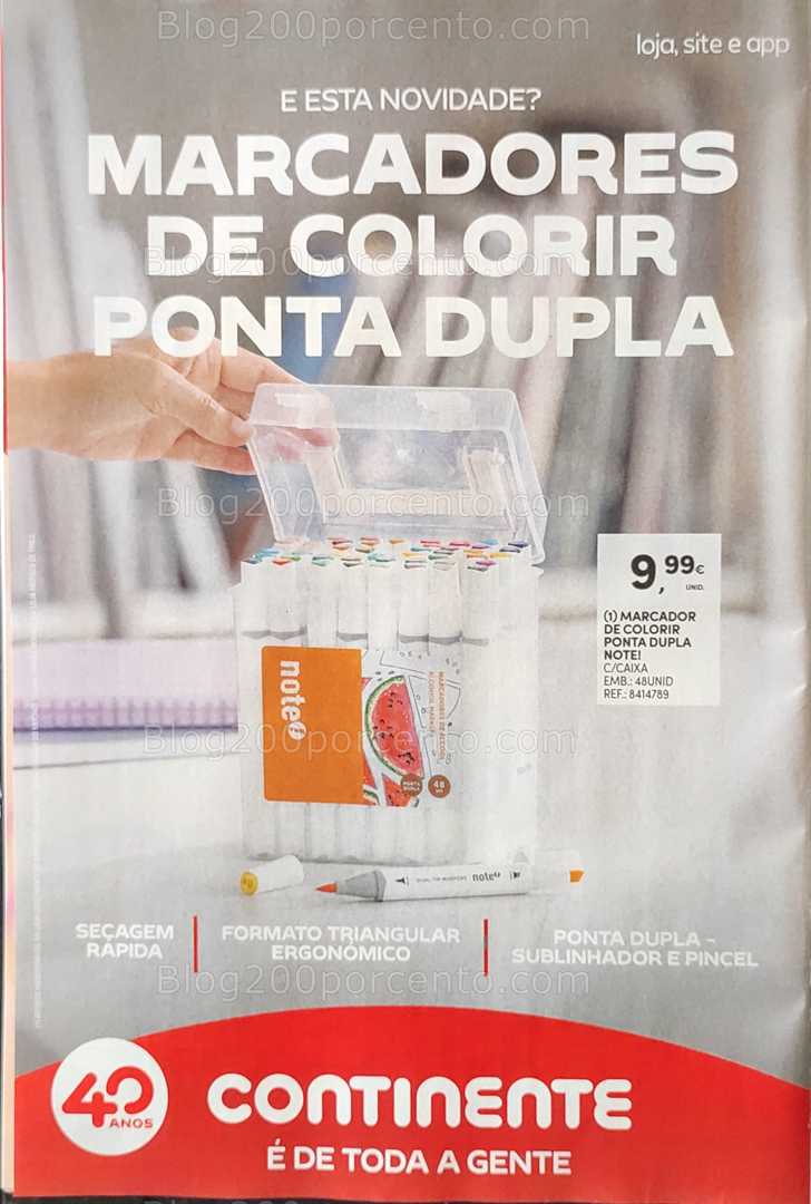 Antevisão Folheto CONTINENTE Promoções de 12 a 18 agosto, na página 57, encontra: papelaria, escritório, promoções, lojas, criatividade