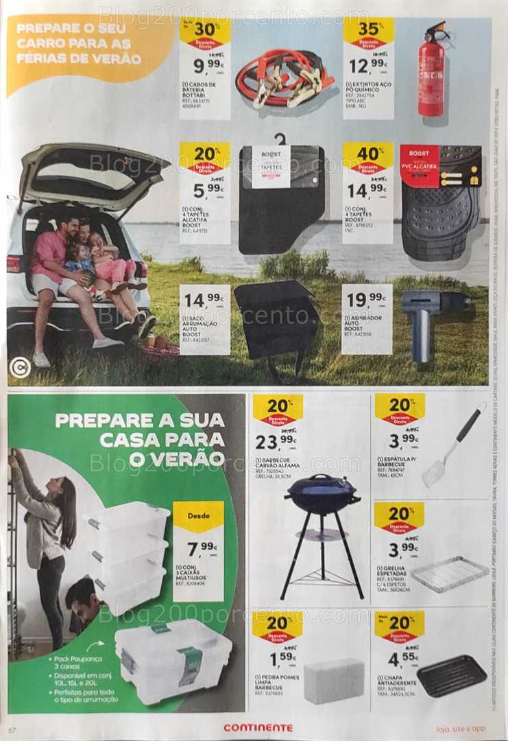 Antevisão Folheto CONTINENTE Promoções de 12 a 18 agosto, na página 58, encontra: automóvel, casa, jardim, acessórios, barbecue